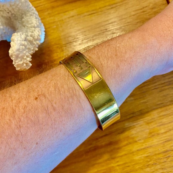 Vintage Copper and Brass Tone Cuff Bracelet - Picture 4 of 5